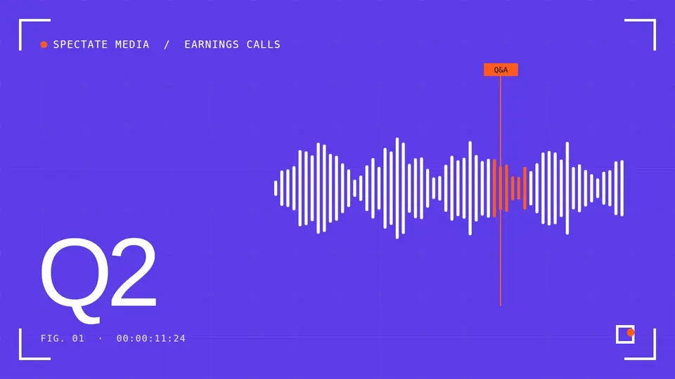 Spectate Media cover: audio waveform with a highlighted question-and-answer marker
