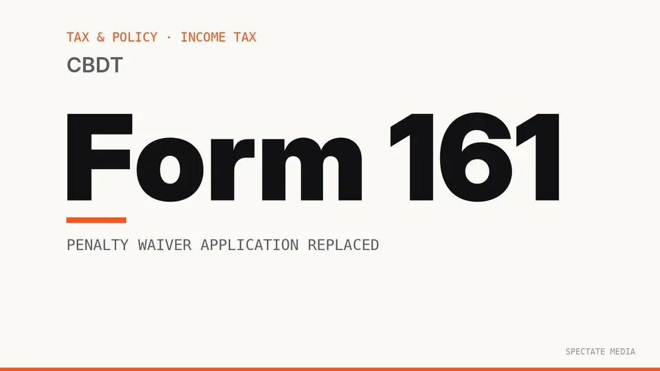 Spectate Media graphic: CBDT Income-tax Sixth Amendment Rules 2026, Form 161 penalty waiver