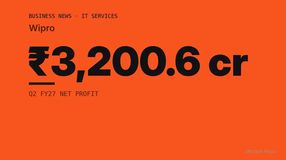 Spectate Media graphic: Wipro Q2 FY27 net profit of ₹3,200.6 crore, down 1.41% on the year